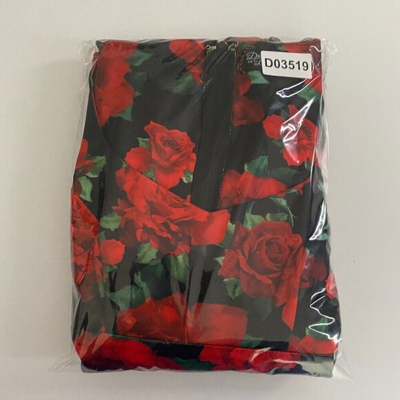 Dolly & Dotty Fit & Flare Midi Dress Size 6 Red Floral Half Sleeve Retro Pinup - Picture 11 of 11